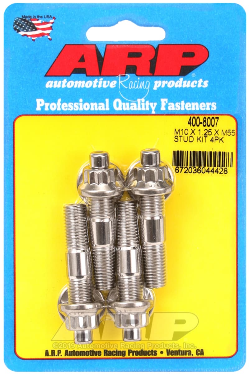 ARP M10 x 1.25 x 55mm Broached 4-Piece Stud Kit