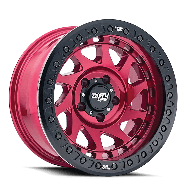Dirty Life Enigma Race 17x9 5x127 -12mm Offset Wheel Crimson Candy Red