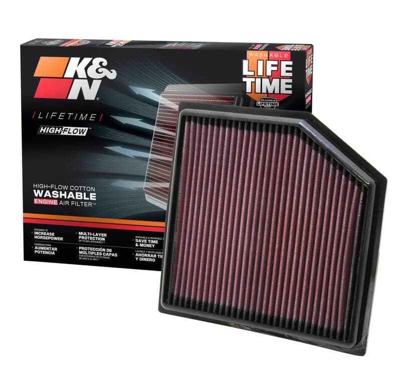 K&N Engineering Drop-In High-Flow Air Filter Reusable Washable 33-2452 - Image 4