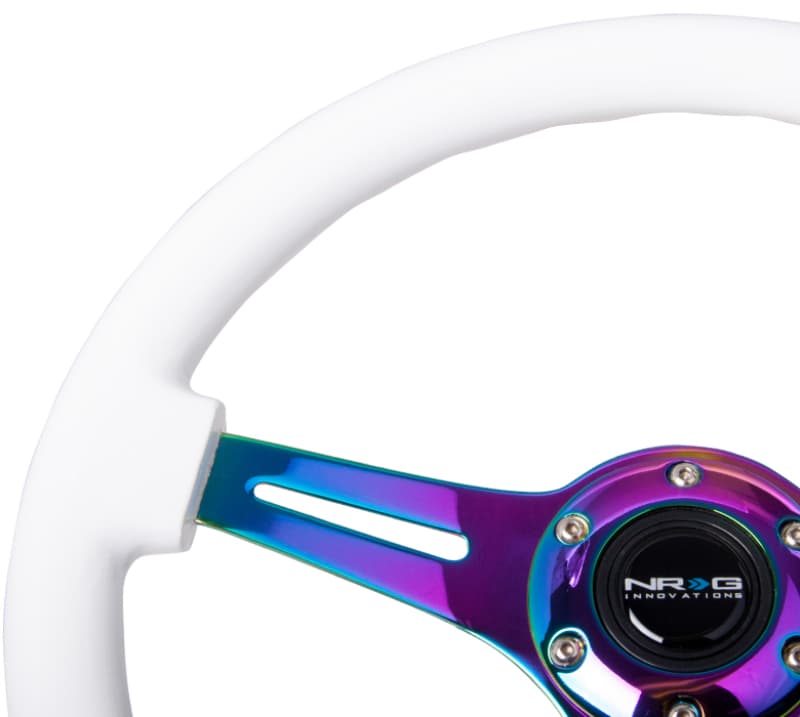 NRG Steering Wheel Classic Wood Grain 350mm White Grip Neochrome 3-Spoke - Image 3