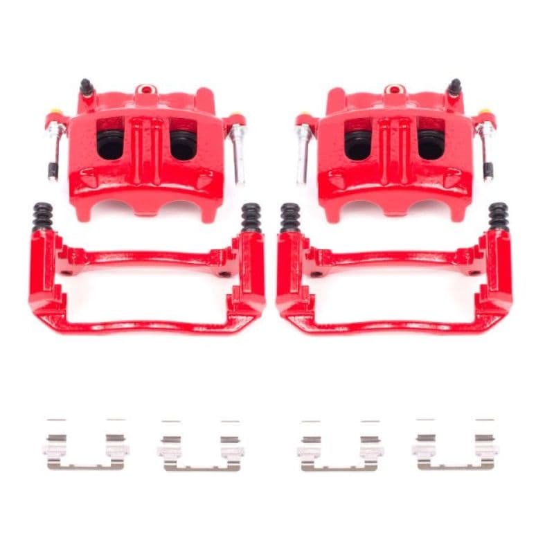 PowerStop Brake Calipers Powder Coated Red Pair Durable High-Temp Finish
