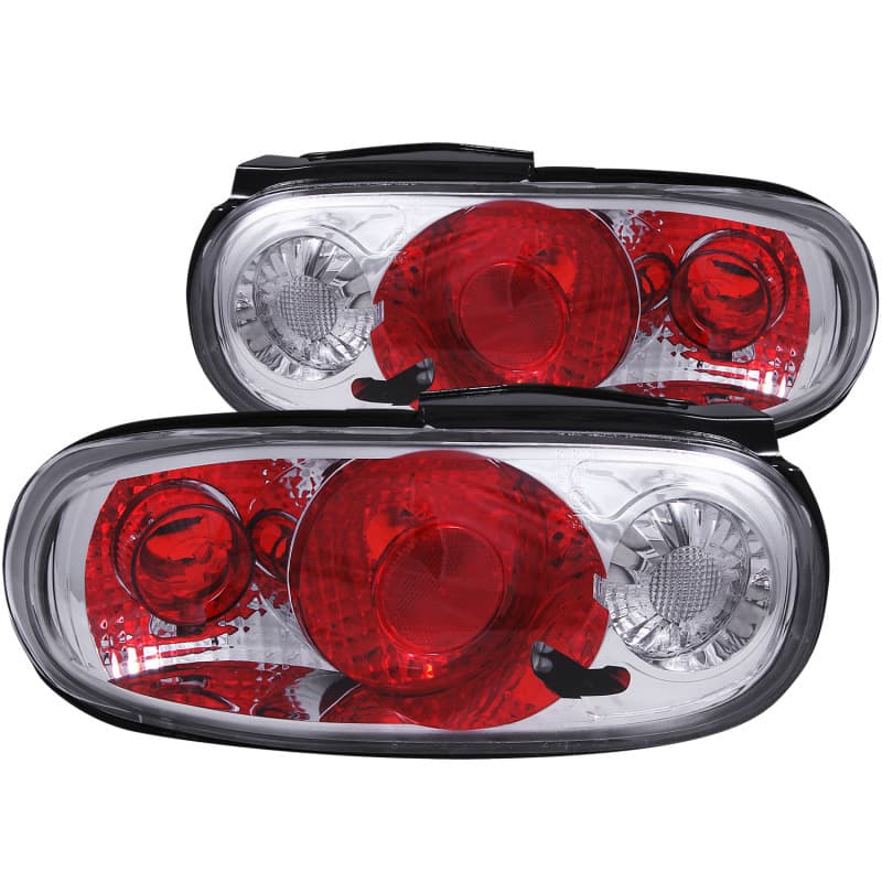 ANZO Tail Light Assembly Pair Clear Lens Chrome Housing
