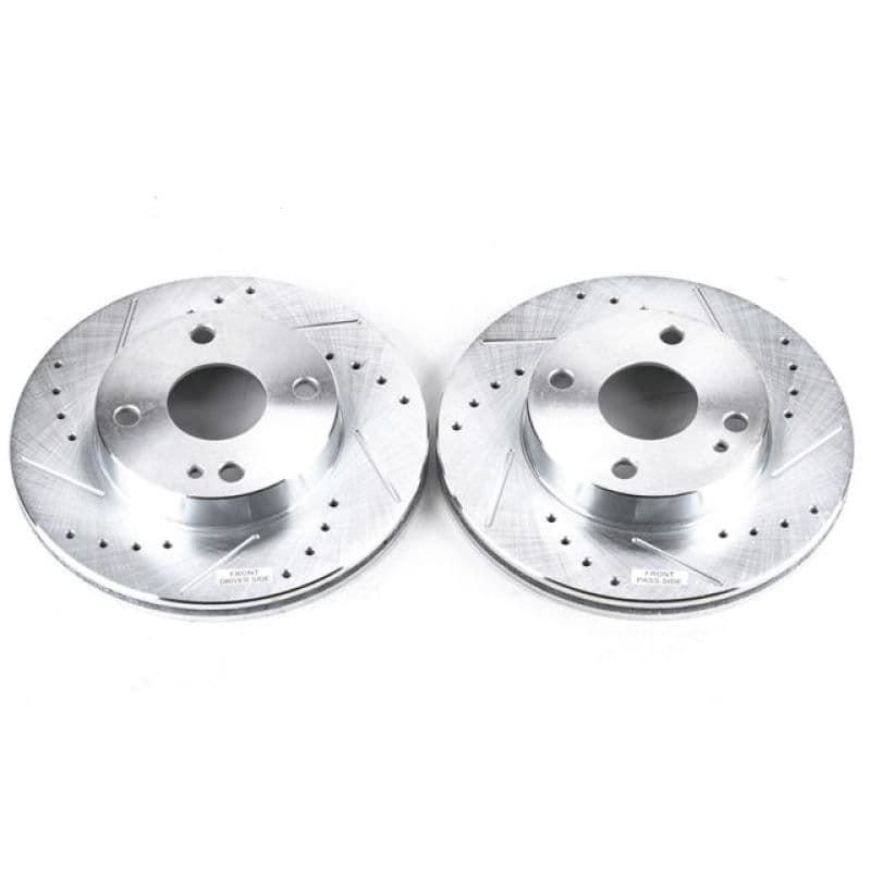 PowerStop Evolution Drilled/Slotted Brake Rotor for Chevy C6 Silver Zinc Plated