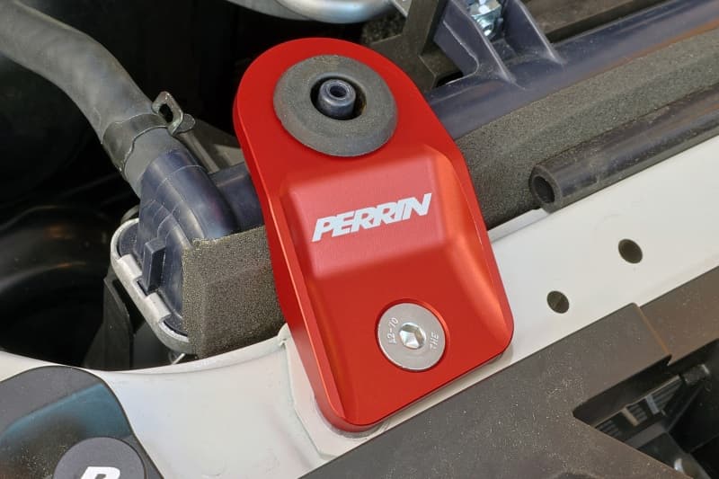 Perrin Performance Radiator Bracket Set for Subaru WRX/STI 15-21 Red - Image 2