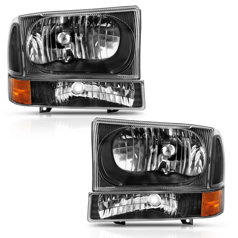 ANZO Crystal Headlights for Chevy C6 Clear Lens Black Housing Pair - Image 4