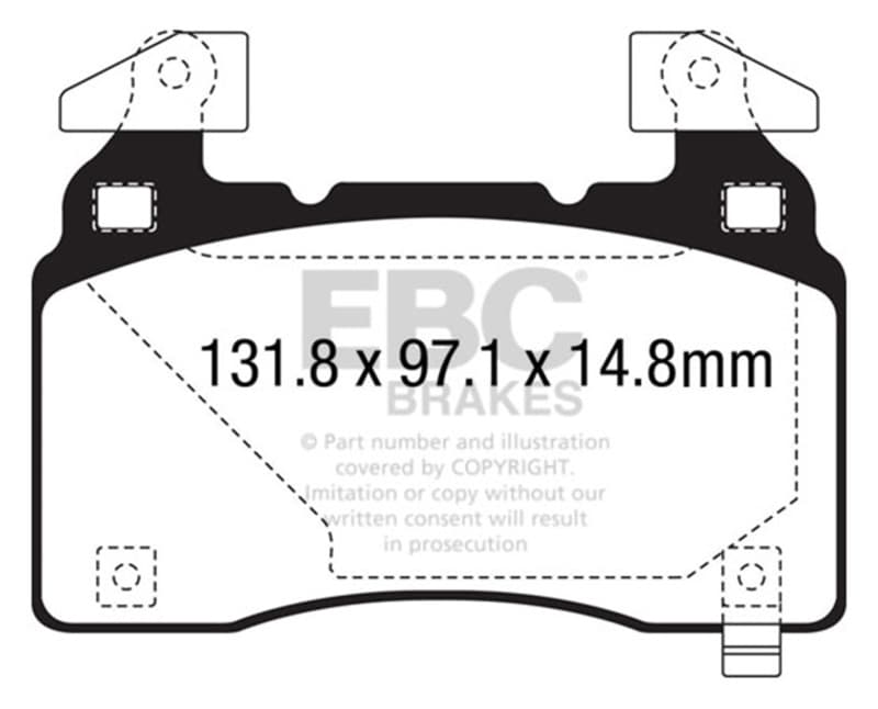 EBC Redstuff Brake Pad Set for Chevy C6 Synthetic Low Dust Ceramic Compound - Image 2