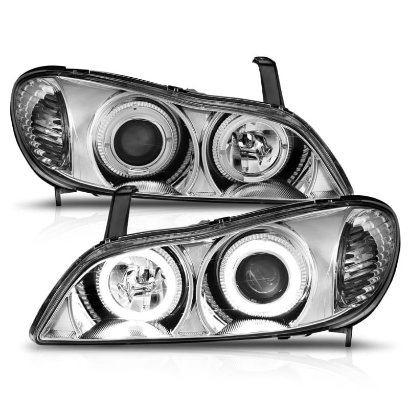 ANZO Projector Headlights for Chevy C6 Pair Halo Clear Lens Chrome Housing - Image 3