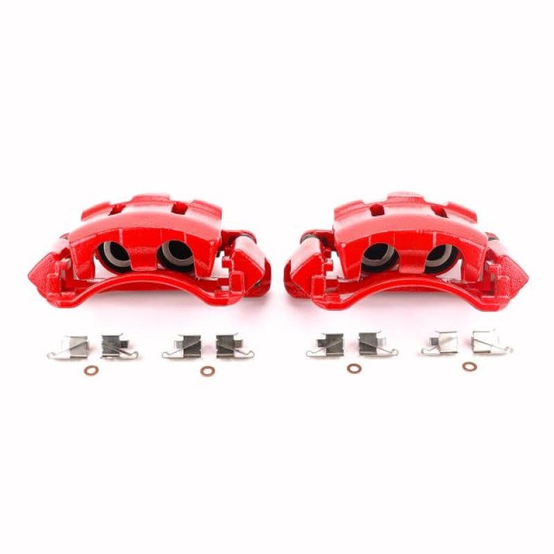 PowerStop Brake Calipers Pair Red Powder Coated Durable High-Temp Finish