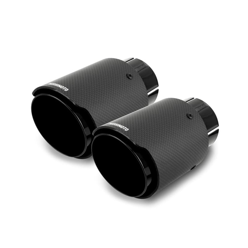 Mishimoto Universal Exhaust Tip Carbon Fiber Black-Chrome 2-Pack - Image 2