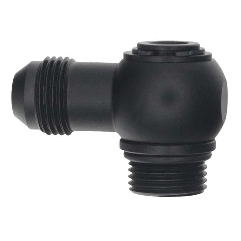 DeatschWerks 8AN ORB Male to 8AN Male Flare 90-Degree Swivel Adapter Matte Black