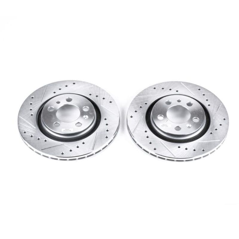 PowerStop Evolution Drilled/Slotted Rotor for Chevy C6 Cross-Drilled Silver Zinc