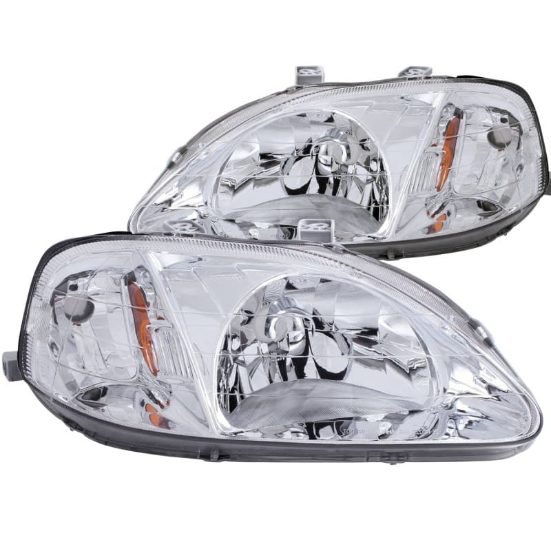 ANZO Crystal Headlight Set for Chevy C6 Clear Lens Chrome Housing Pair