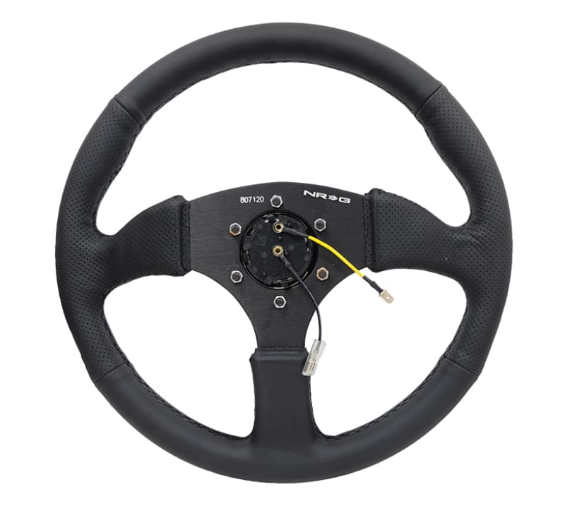 NRG Steering Wheel for Chevy C6 350mm Reinforced Black Leather Grip - Image 4