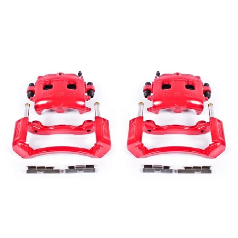 PowerStop Brake Calipers Pair Powder Coated Red High-Temperature Durable Coating