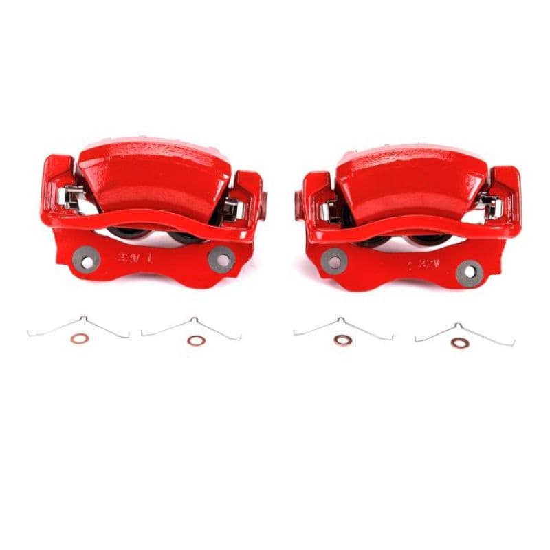 PowerStop Brake Calipers Pair Red Powder Coated Durable High-Temp Coating