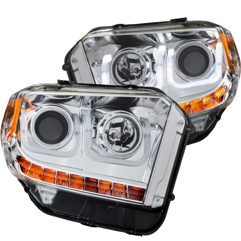ANZO Projector Headlight Set for Chevy C6 Clear Lens Chrome Housing Pair
