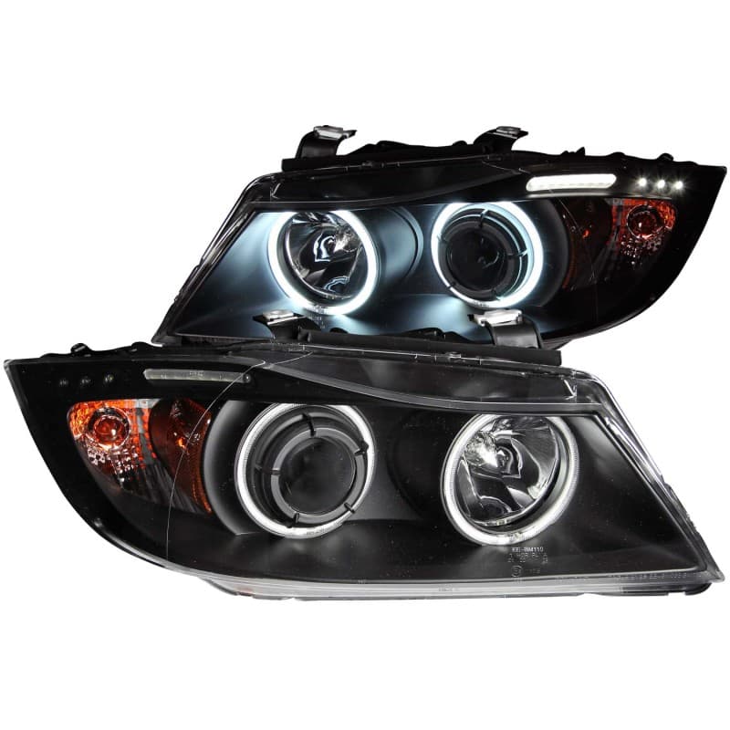ANZO Projector Headlights for 4Dr & Wagon Models Pair Black Housing Halo LED Bar