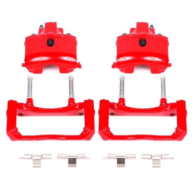 PowerStop Brake Calipers Pair Red Powder Coated Durable High-Temp Finish