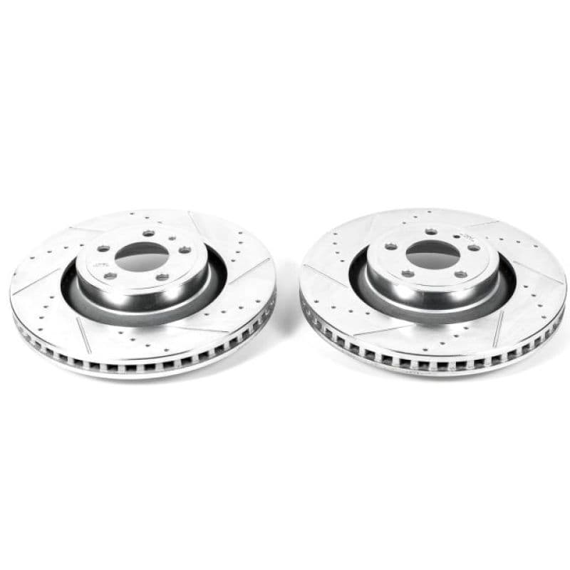 PowerStop Evolution Drilled/Slotted Rotor for OE Fit Silver Zinc Plated