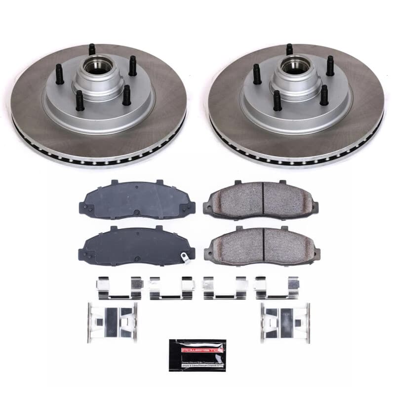 PowerStop Semi-Coated Rotor Kit for Daily-Driven Vehicles with Z17 Pads & Har...