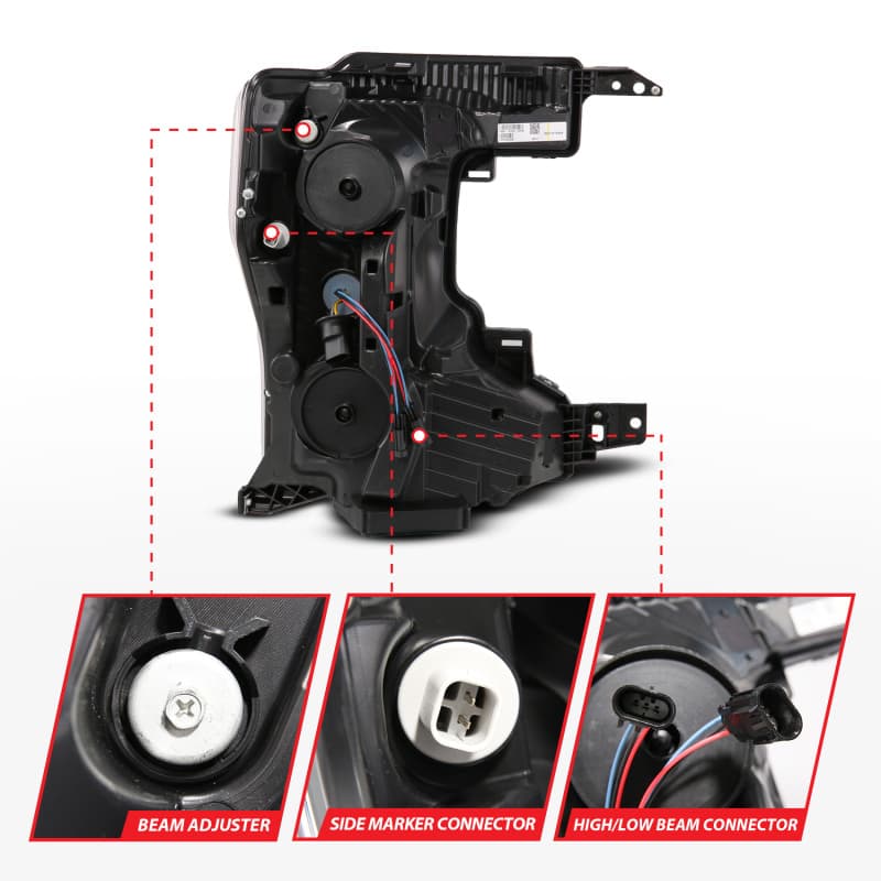 ANZO LED Projector Headlight for 20-22 Ford Super Duty Halogen Z-Series Drive... - Image 4