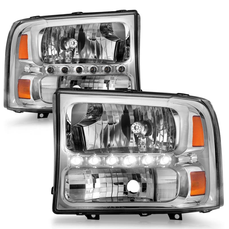 ANZO Crystal Headlights for Truck Clear Lens Chrome Housing Pair with LED - Image 3