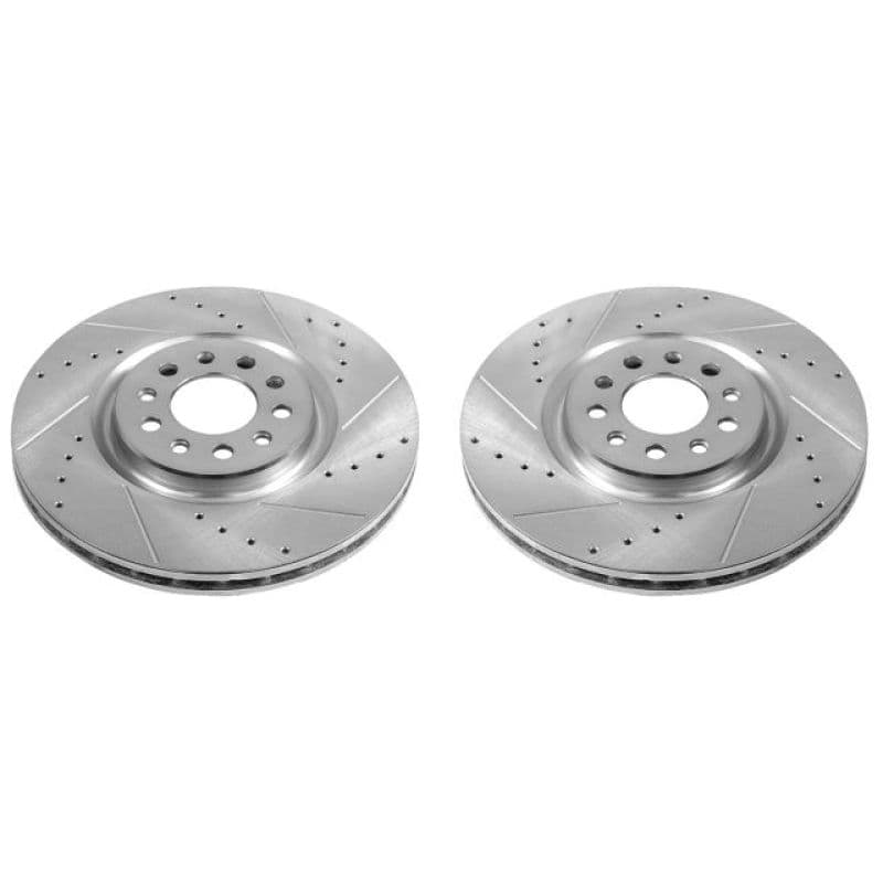 PowerStop Evolution Drilled/Slotted Rotor for OE Fit with Silver Zinc Plating