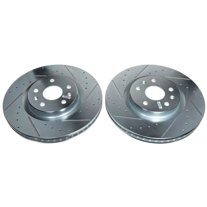 PowerStop Evolution Drilled/Slotted Rotor for OE Fit Silver Zinc Plated