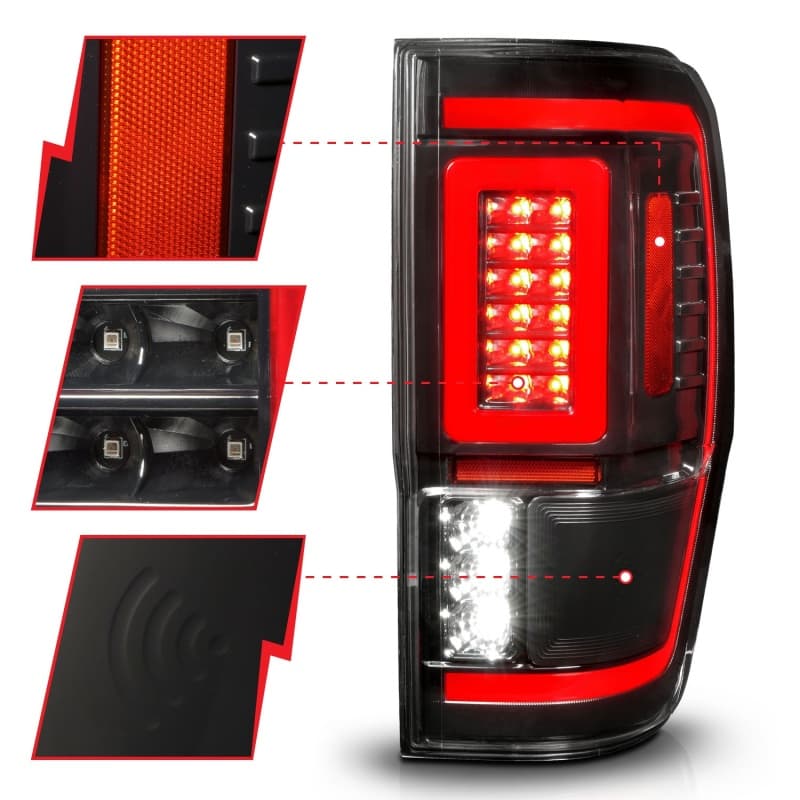 ANZO LED Taillight Assembly for Chevy C6 Clear Lens Black Housing Pair - Image 4