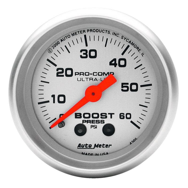 AutoMeter Mechanical Boost Gauge Ultra-Lite 1/8" NPT Pressure Connection - Image 2