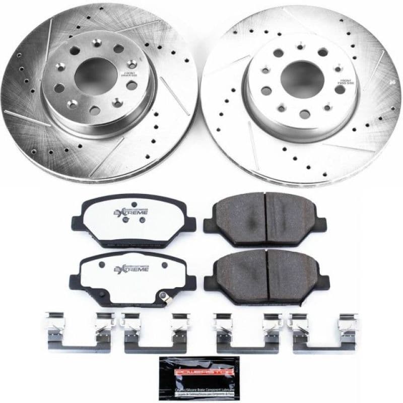 PowerStop Z26 Street Warrior Brake Kit Drilled & Slotted Rotors Carbon-Fiber ...