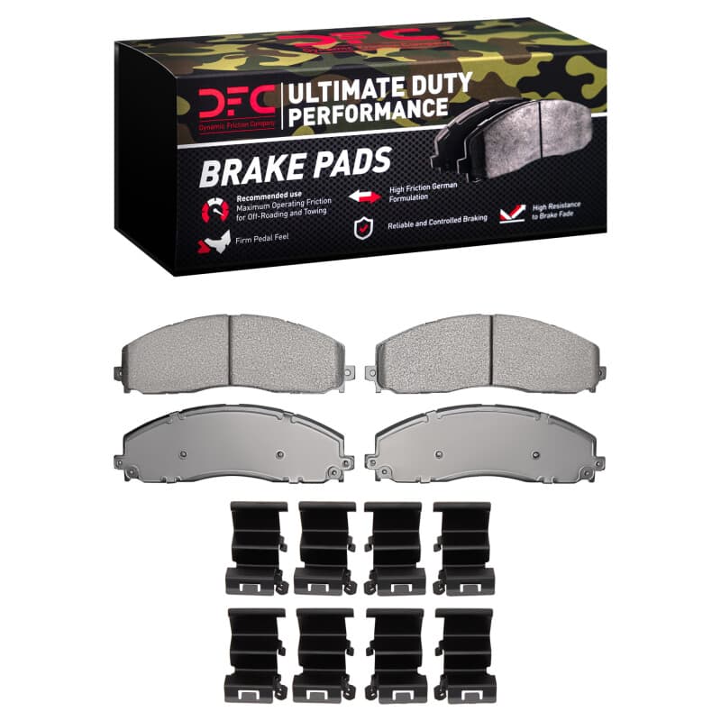DFC Ultimate Duty Brake Pads and Hardware Kit for 11-22 Ford F-250 2WD Front