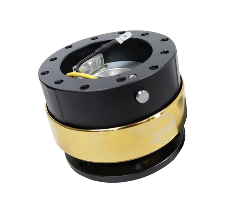 NRG Quick Release Gen 2.0 Steering Wheel Hub Black Chrome Gold Ring