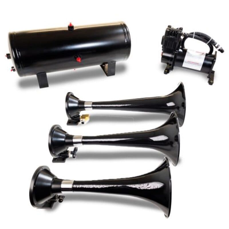 Kleinn Air Horns Triple Air Horns 3-Trumpet ABS 100% Duty Compressor System