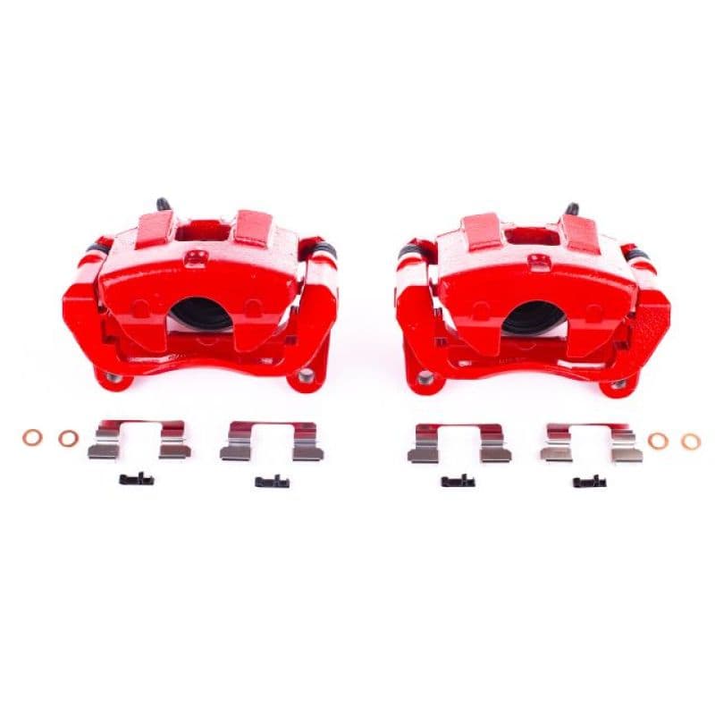 PowerStop Brake Calipers Pair Powder Coated Red High-Temperature Durable Coating