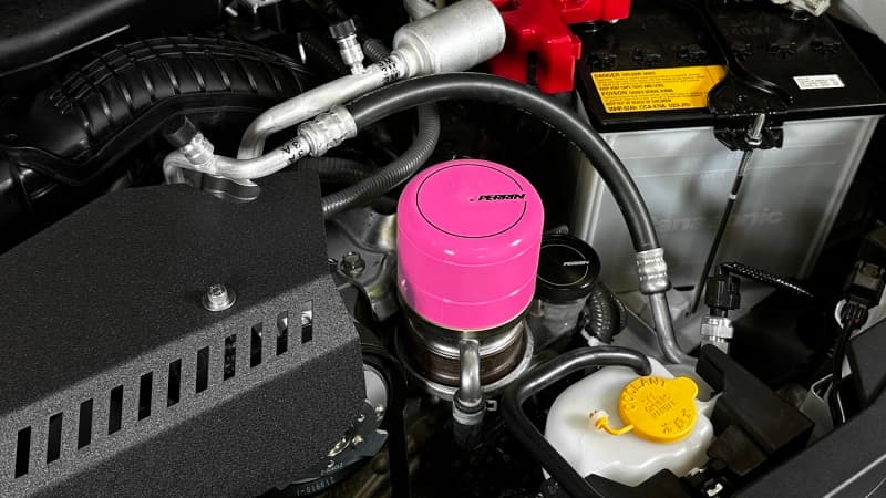 Perrin Performance Oil Filter Cover for Subaru WRX & BRZ/FR-S/86 Hyper Pink - Image 3