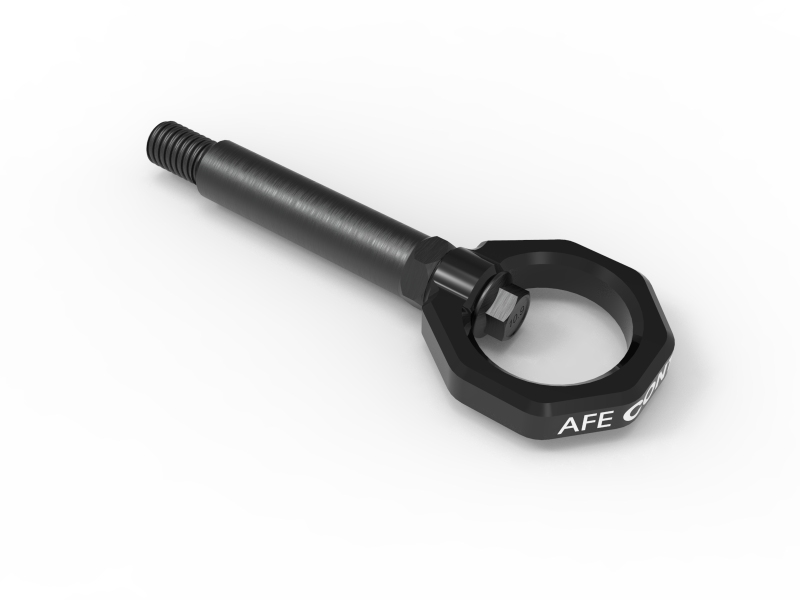 aFe Tow Hook for BMW CNC Machined 4130 Steel Black Zinc Coated