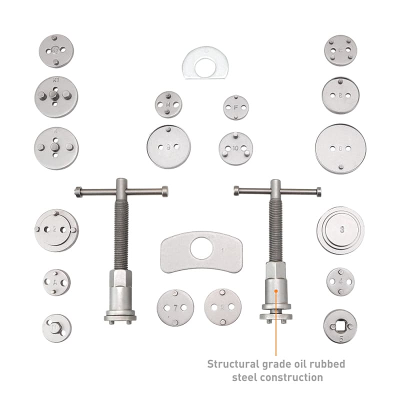 Mishimoto Brake Caliper Piston Wind Back Tool Kit 22-Piece Carbon Steel - Image 2