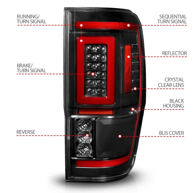 ANZO LED Taillight Assembly for Chevy C6 Clear Lens Black Housing Pair - Image 5