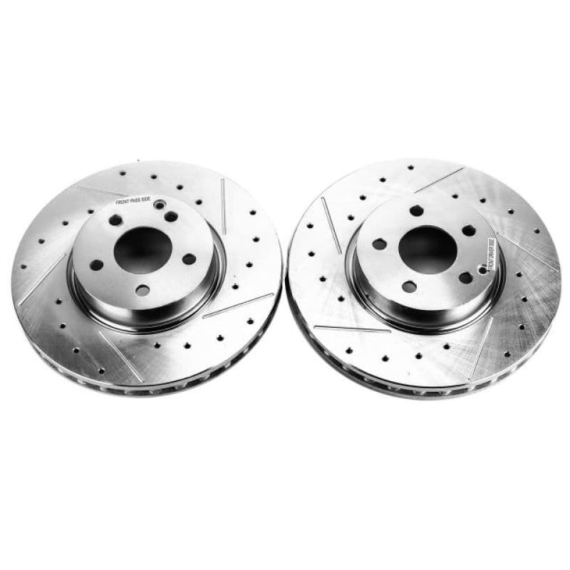 PowerStop Evolution Drilled/Slotted Rotor for OE Fit Silver Zinc Plated