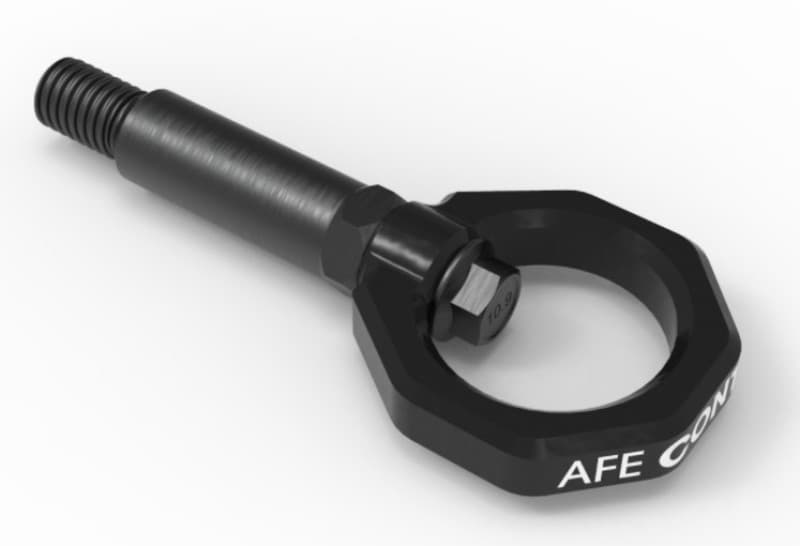 aFe Tow Hook for GR Supra 4130 Steel CNC Machined Black Zinc Coated - Image 2