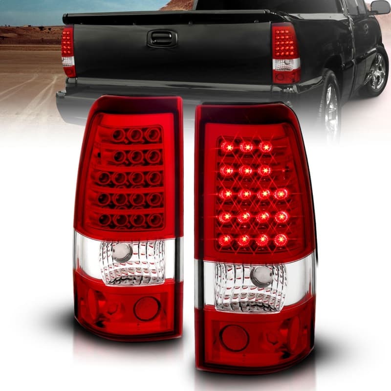 ANZO LED Taillight Assembly for Chevy Silverado 1500 Pair Red/Clear Lens