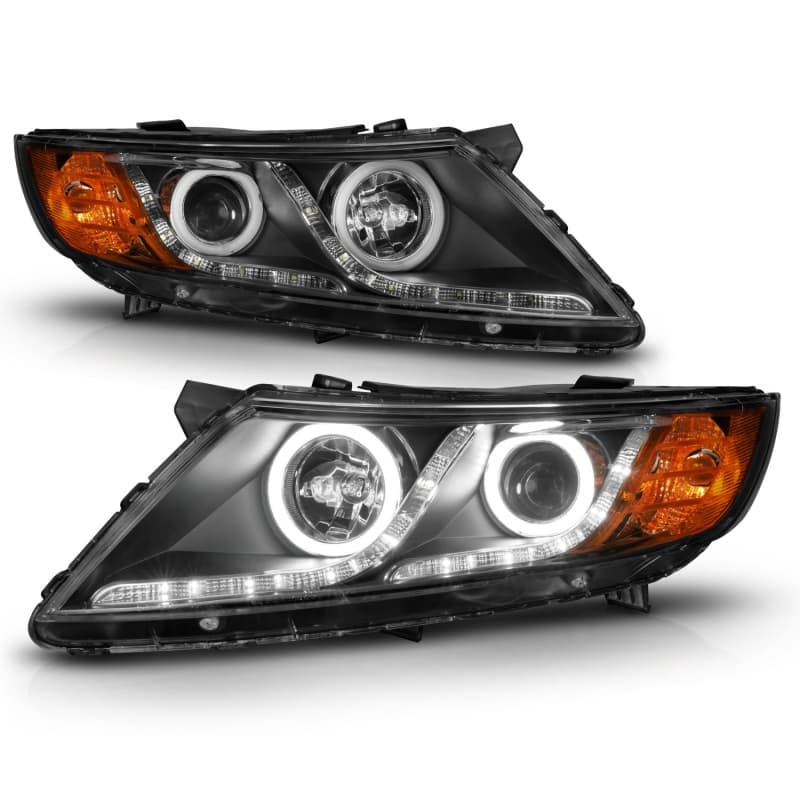 ANZO Projector Headlights for Chevy C6 Pair Clear Lens Black Housing Halo - Image 3