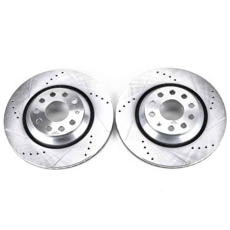 PowerStop Evolution Drilled/Slotted Rotor for Chevy C6 Cross-Drilled Silver Zinc