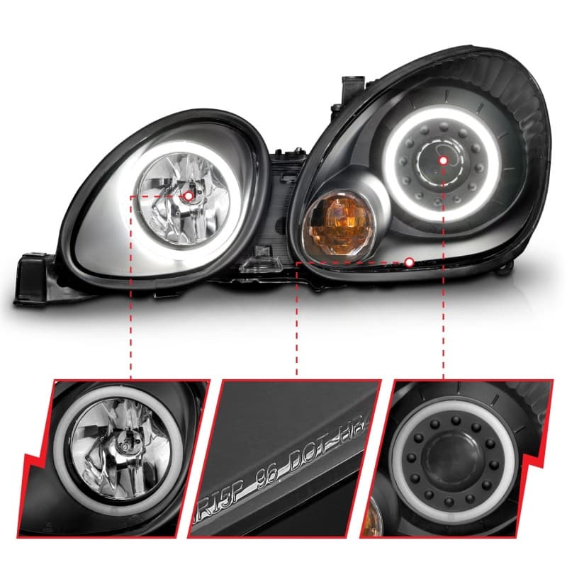 ANZO Projector Headlights for 4Dr Non HID Models Pair Clear Lens Black Housing - Image 4