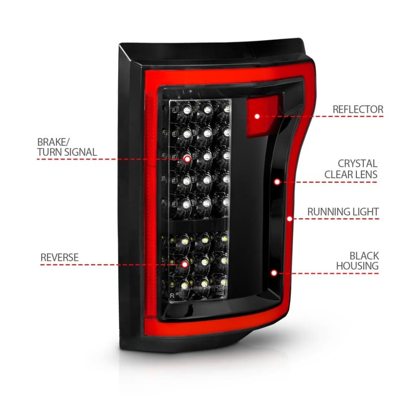 ANZO LED Taillight Assembly Pair Clear Lens Chrome Housing - Image 5