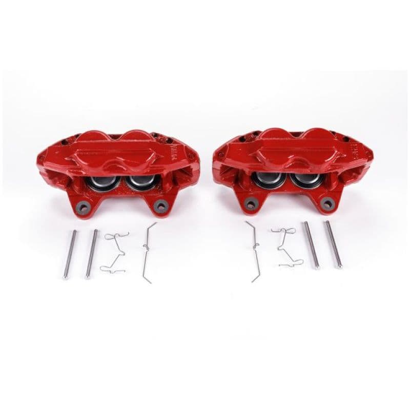 PowerStop Brake Calipers Pair Powder Coated Red High-Temperature Durable Coating
