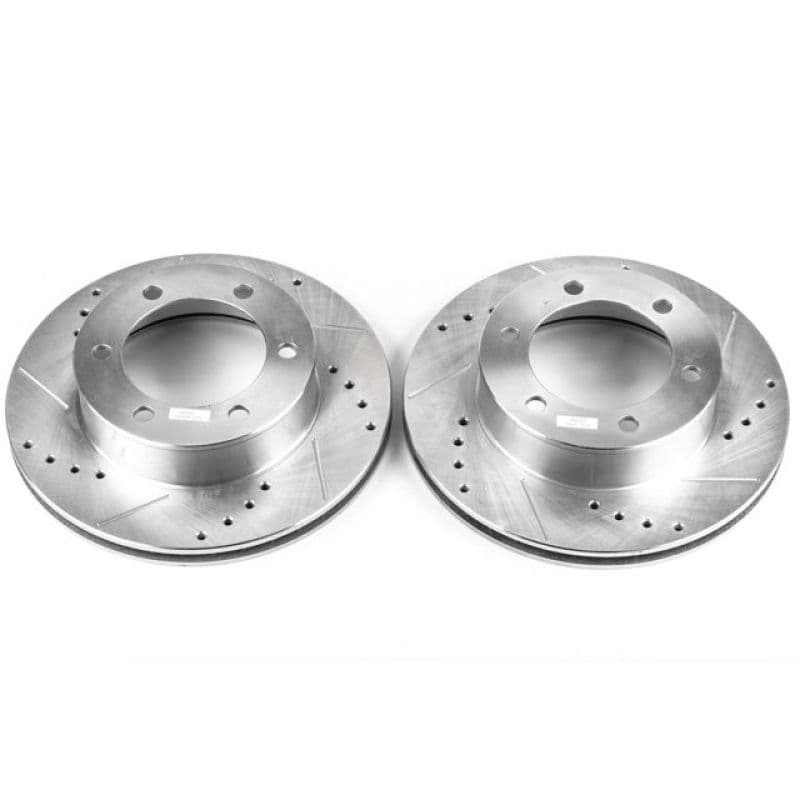 PowerStop Evolution Drilled/Slotted Brake Rotor for Chevy C6 Silver Zinc Plated