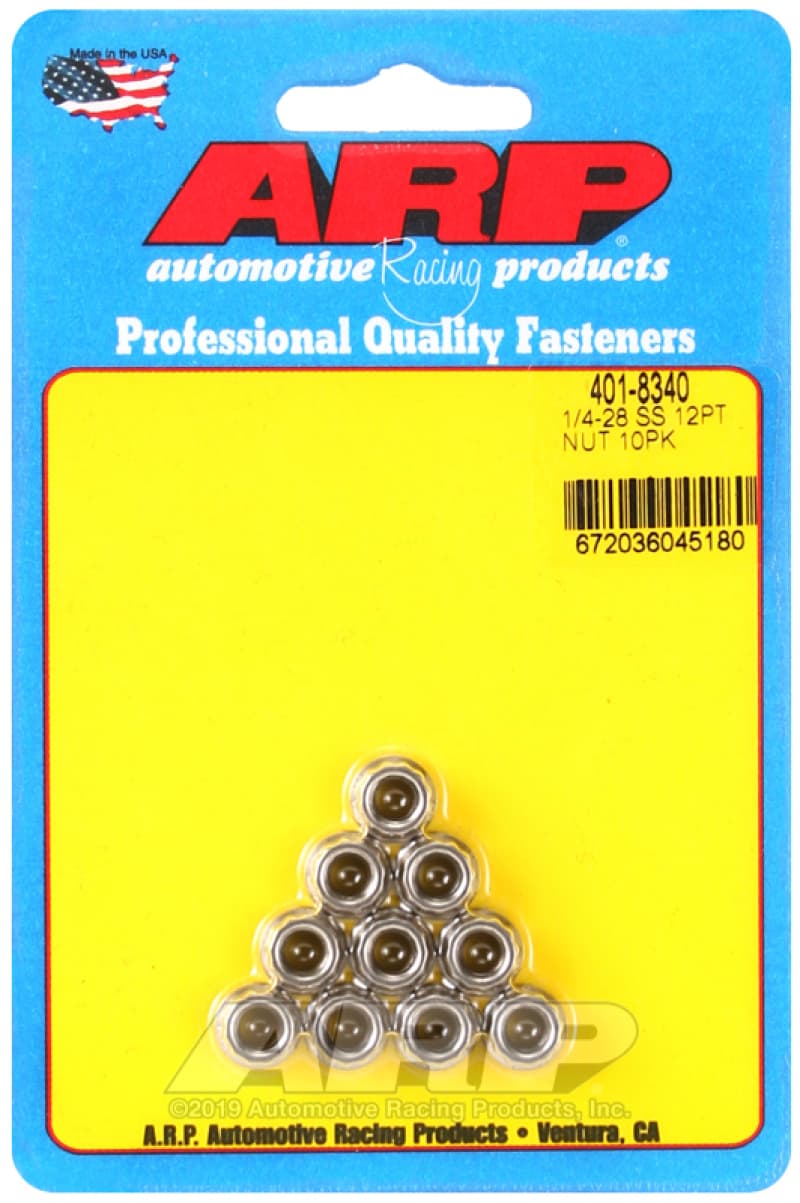 ARP 1/4-20in Stainless Steel 12pt Nut Kit (10 Pack)