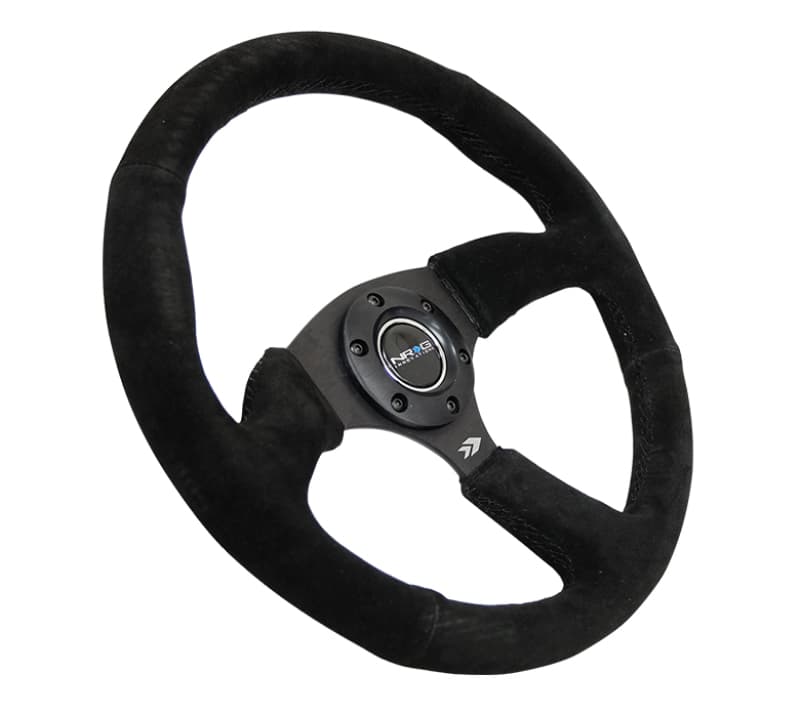 NRG Reinforced Steering Wheel 350mm 2.5in Deep Black Suede Grip - Image 2
